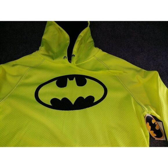 Batman DC Comics Thermal Fleece Hoodies Men‎ Sz L Acid Yellow Animation NWT - Picture 3 of 7
